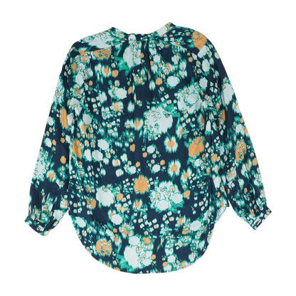 Navy Graphic Long Sleeve Blouse