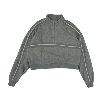 Gray Petite Solid 1/4 Zip Pullover