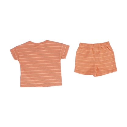 Pink Striped Short Sleeve Set