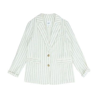 Beige Striped Blazer