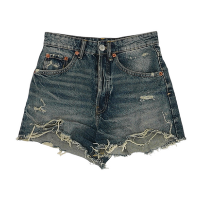Blue Solid Denim Shorts