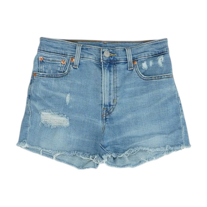 Blue Solid Denim Shorts