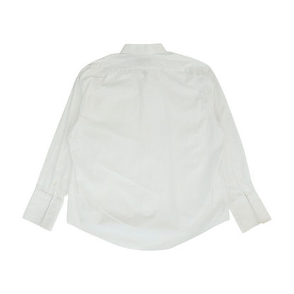 Vintage White Solid Long Sleeve Button Down