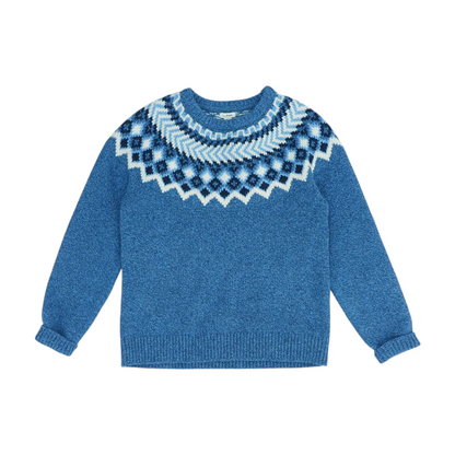 Blue Abstract Pullover Sweater