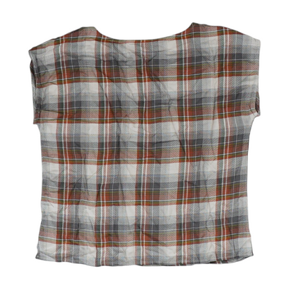 Beige Petite Plaid Blouse