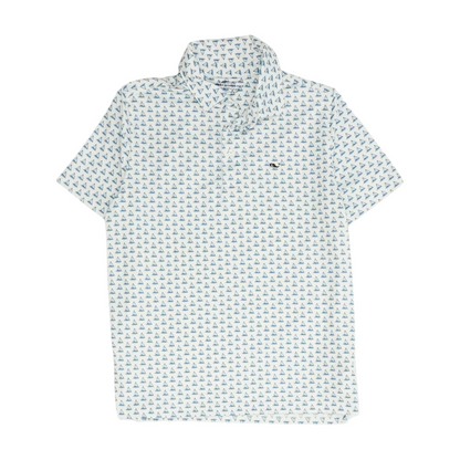 White Print Short Sleeve Polo