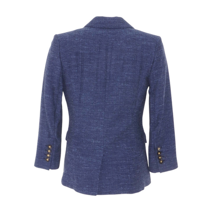 Navy Empire Herringbone Wool Blend Dickey Jacket