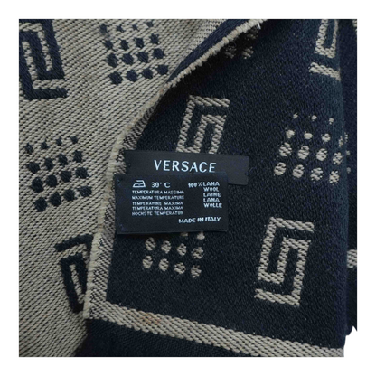 Black and Brown Grecca Fringe Wool Scarf