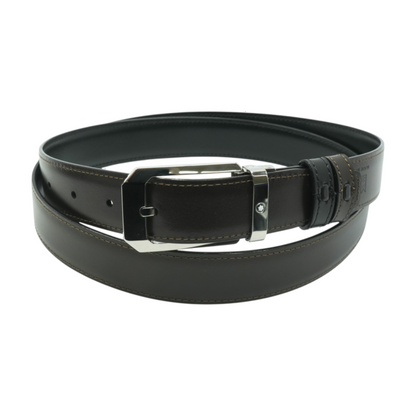 Reversible Black and Brown Leather Strap with Shint Stainless Steel Pin Buckle 30MM