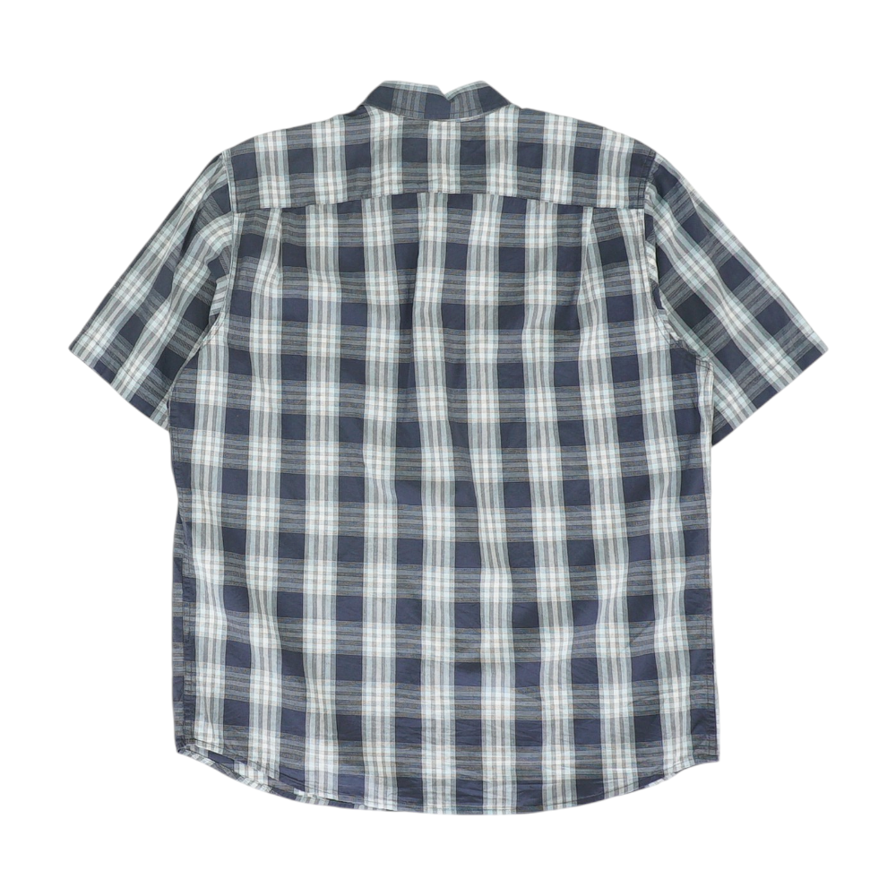 Navy Check Short Sleeve Button Down