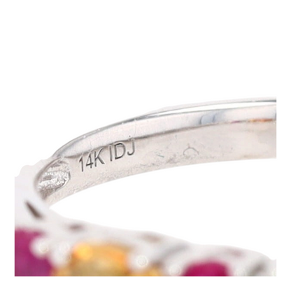 14K White Gold Multi Gem Band Ring