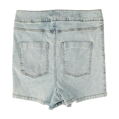 Blue Solid Denim Shorts