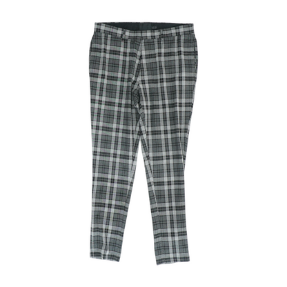 Gray Plaid Regular Pants