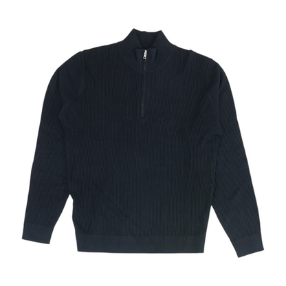 Navy Solid 1/4 Zip Sweater