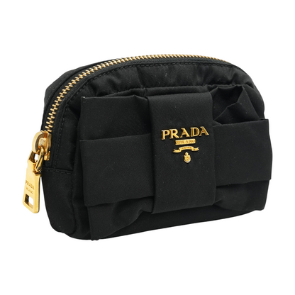 Black Nylon Mini Bow Wristlet