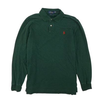 Green Solid Long Sleeve Polo