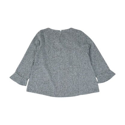 Gray Solid Long Sleeve Blouse