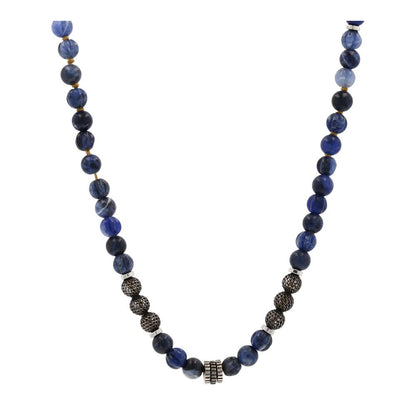 Blue Sodalite And Sterling Silver Beaded Necklace
