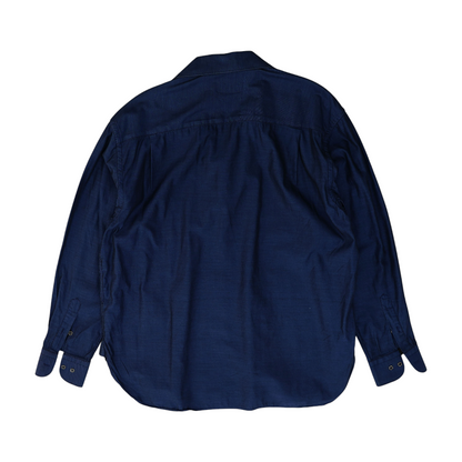 Blue Solid Long Sleeve Button Down