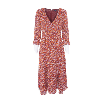 Burgundy Floral Midi Dress