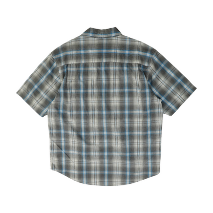 Gray Plaid Short Sleeve Button Down