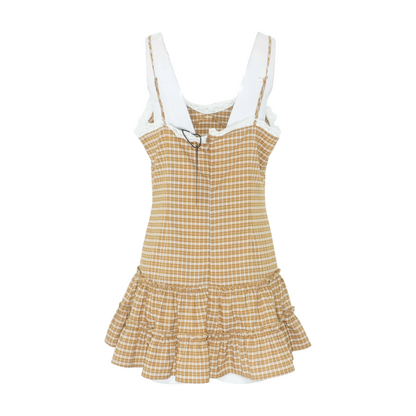 Brown Plaid Mini Dress
