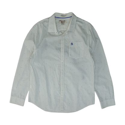 White Polka Dot Long Sleeve Button Down
