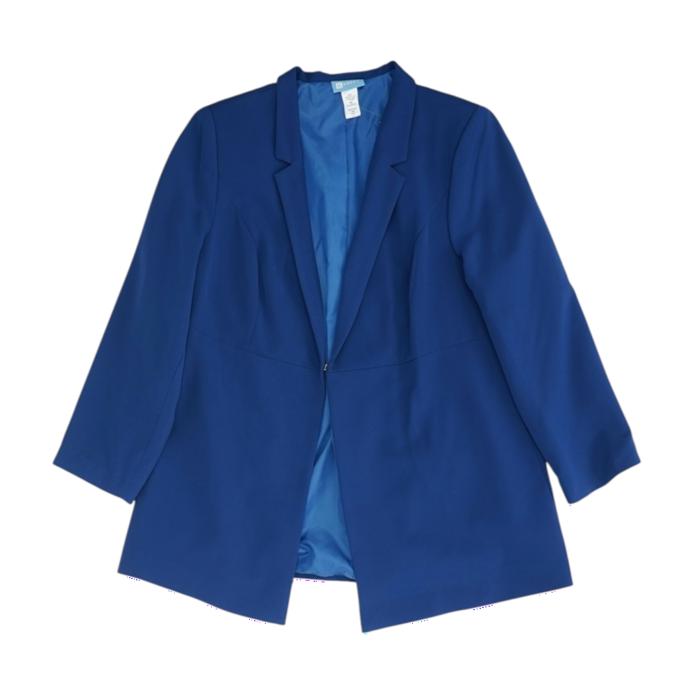 Blue Plus Size Solid Blazer