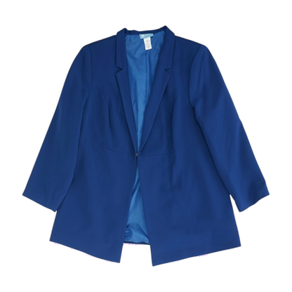 Blue Plus Size Solid Blazer