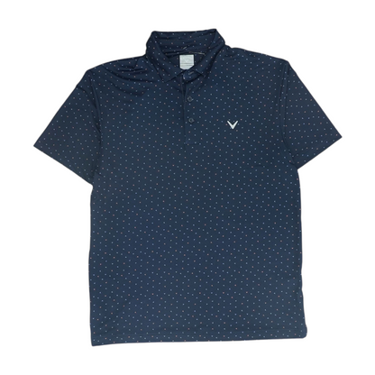 Navy Print Short Sleeve Polo