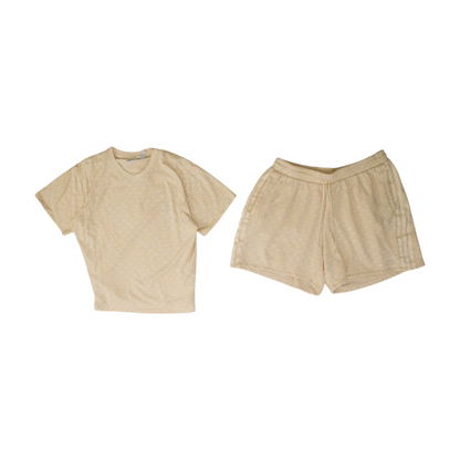 Beige Graphic Short Set