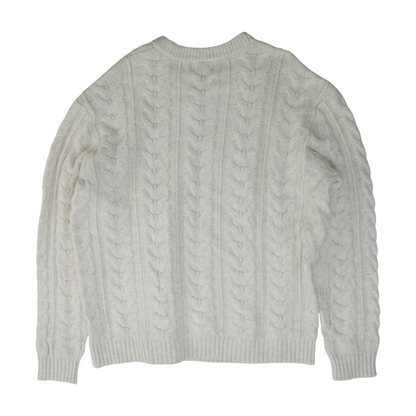 White Solid Pullover Sweater