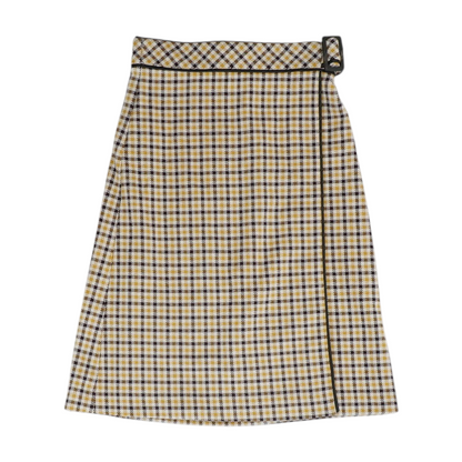 Mustard Petite Check Mini Skirt