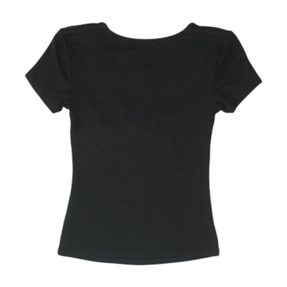 Black Solid Knit Top