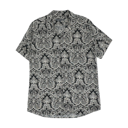 Black Paisley Short Sleeve Button Down