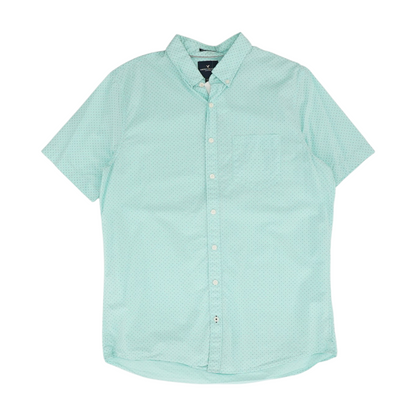 Blue Tall Polka Dot Short Sleeve Button Down