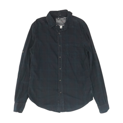 Navy Plaid Long Sleeve Button Down