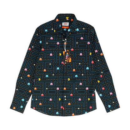 Black Graphic Long Sleeve Button Down
