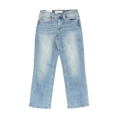 Blue Mid Rise Straight Leg Jeans