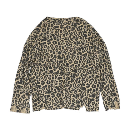 Brown Animal Print V-Neck Sweater