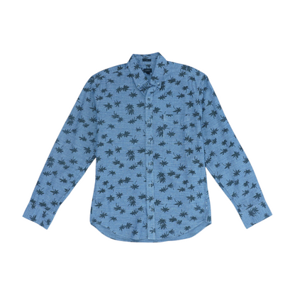 Blue Print Long Sleeve Button Down