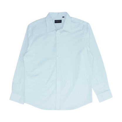 White Solid Long Sleeve Button Down