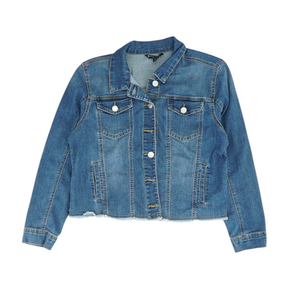 Blue Petite Solid Denim Jacket