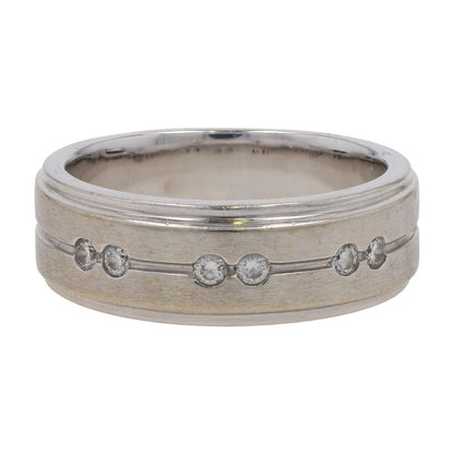 1/4 Ct 10K White Gold Round Bezel Diamond With Edged Band
