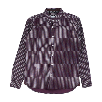 Burgundy Abstract Long Sleeve Button Down