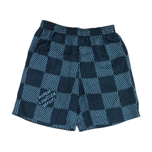 Blue Damier Silk Shorts