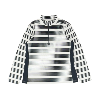 White Striped 1/4 Zip Pullover