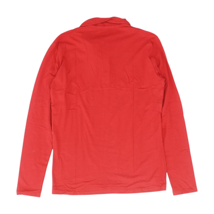 Red Solid Long Sleeve Polo