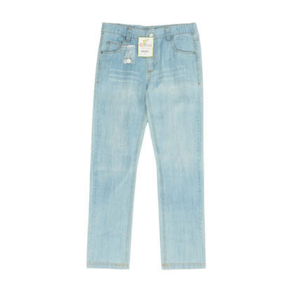 Blue Solid Straight Jeans