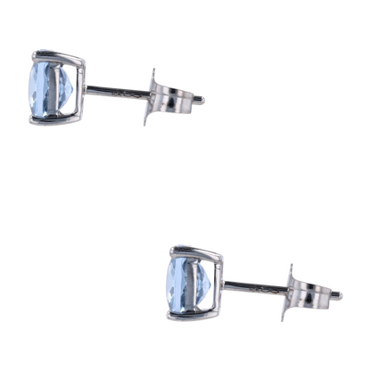 10K White Gold Blue Stone Stud Earrings